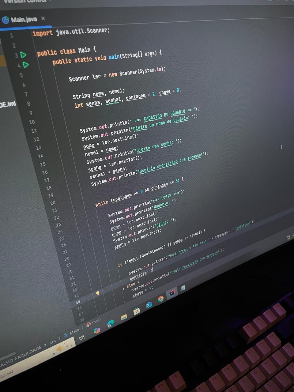 Tela do primeiro projeto desenvolvido